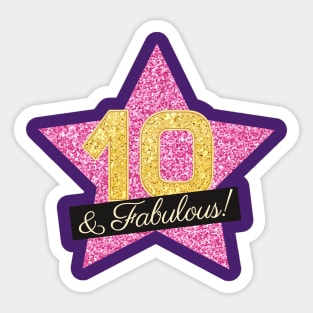 10th Birthday Gifts Women Fabulous - Pink Gold Sticker